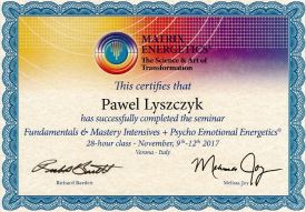 Certyfikat Bartlett Matrix Energetics